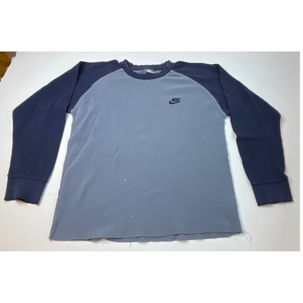 Nike Mens Shirt Waffle Thermal Raglan Vintage Grunge Y2K XL Blue Navy